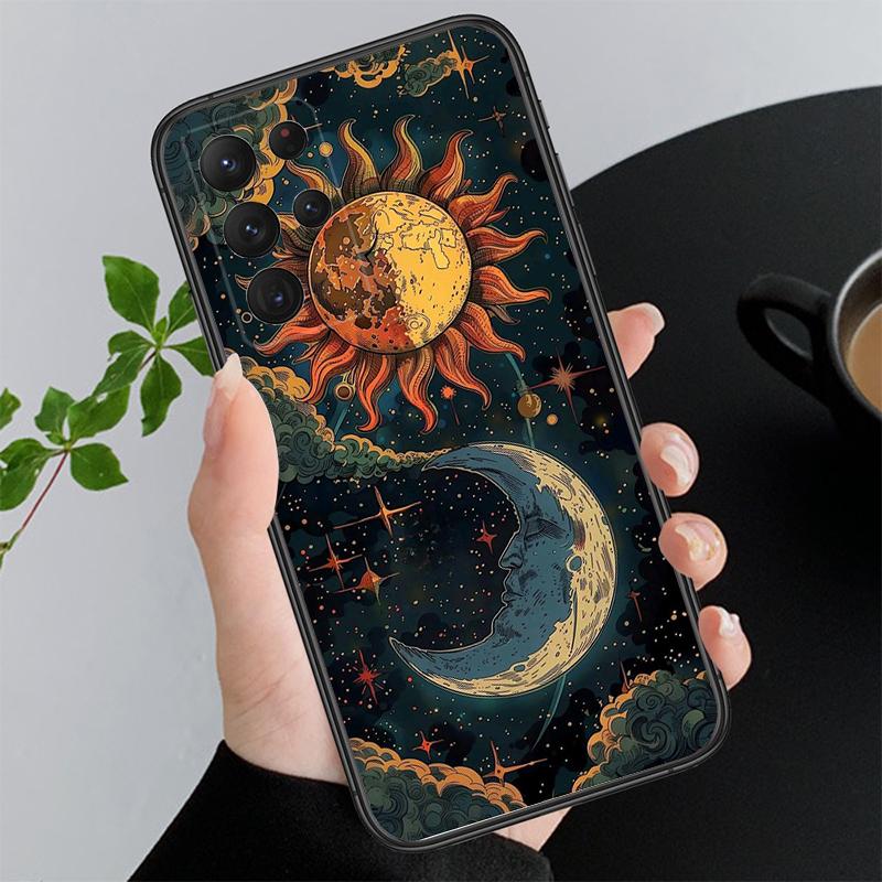Эстетичный чехол для телефона Луна и Солнце Для Samsung Galaxy S25 S24 S23 S22 S21 Ultra S24 S23 S22 S21 S25 Plus S24 S25 FE