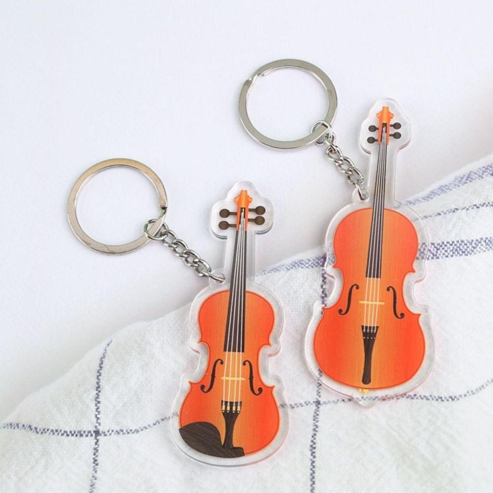 Cello Guitar Acrylic Keychain VIOLIN Electric Guitar Model Keyring Bag Pendant