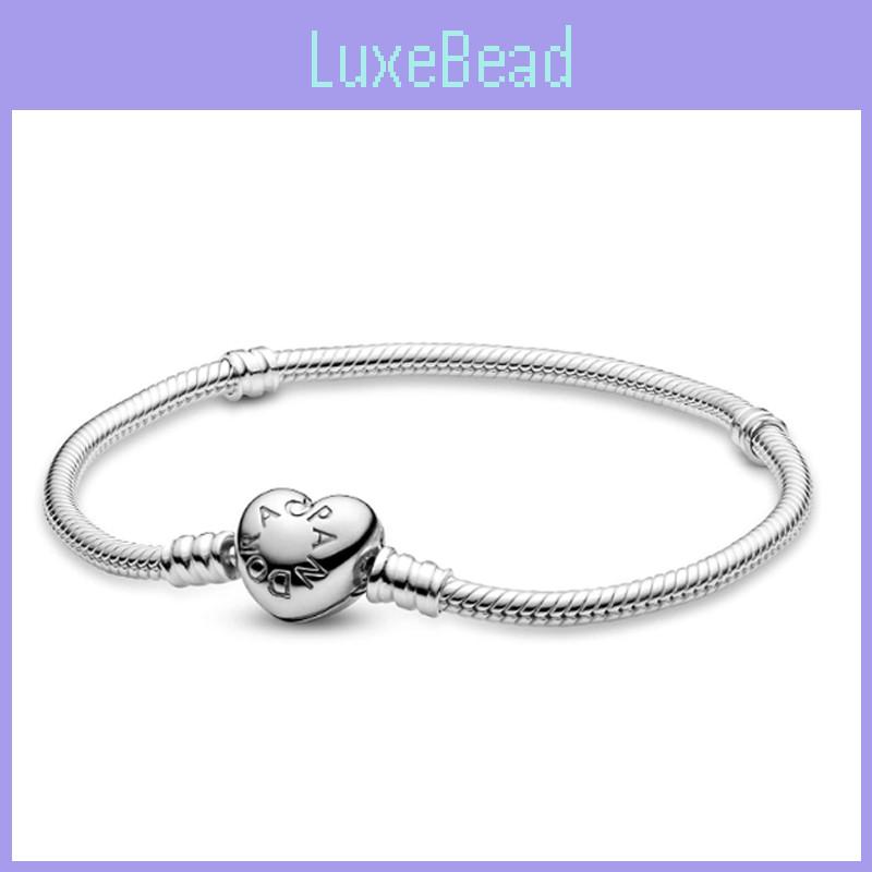 Stylish And Romantic Pandora Heart Clasp Charm Bracelet With Snake Chain And Box