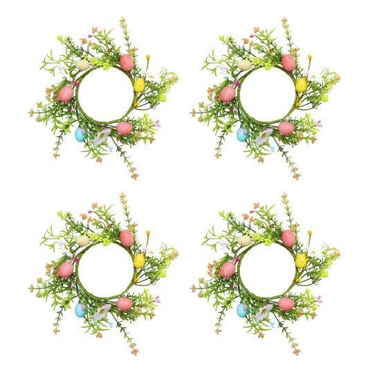 Yousheng 1/2/3/4 шт. пасхальные яйца свечи кольца держатели венки реалистичные яркие цвета искусственные фермерские яйца свечи мини венки