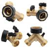 2-way Y-type Hose Splitter Garden Hose Distributor Brass Hose Tap Adapter with 2 Valves ADM