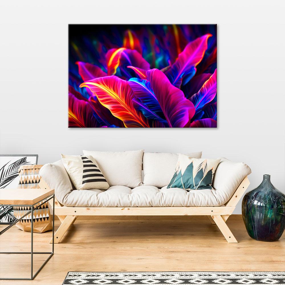 Canvas print, Neon leaves