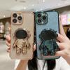 Роскошный гальванический чехол с астронавтом для iPhone 11, 12, 13, 14, 15 Pro Max XS X XR 7 8 Plus SE 22, мини-блестящий чехол-подставка