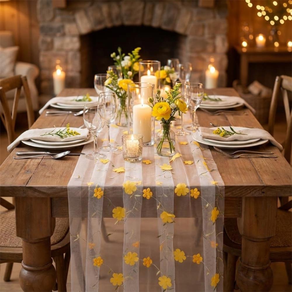 Romantic Floral Tablecloth 3D Embroidery Wedding Desktop Decoration Table Cover Photography Prop