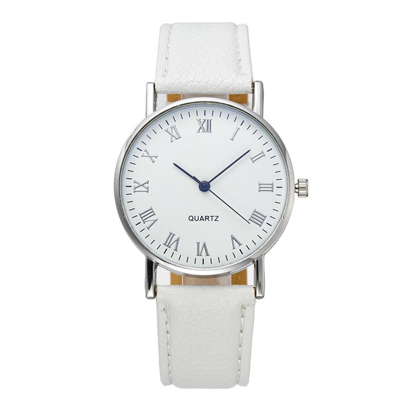 Простые женские кожаные часы с римскими цифрами, кварцевые аналоговые часы, повседневные деловые деловые часы