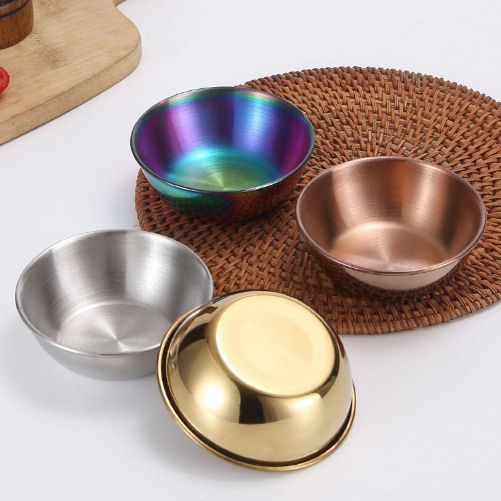 2pcs Thickened Dip Sauce Dish Stainless Steel Snack Dish Tableware Seasoning Dish Dining Table