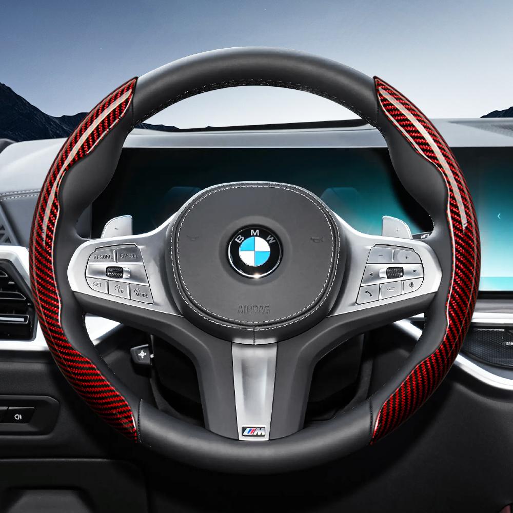 AYCCV1 Carbon fiber texture steering wheel cover for BMW fits X3 3 5 2 4 1 7 8 Series X1 X5 X2 X4 X6 X7 iX i4 i5 i7 Z4 XM iX1 iX2 non slip wear