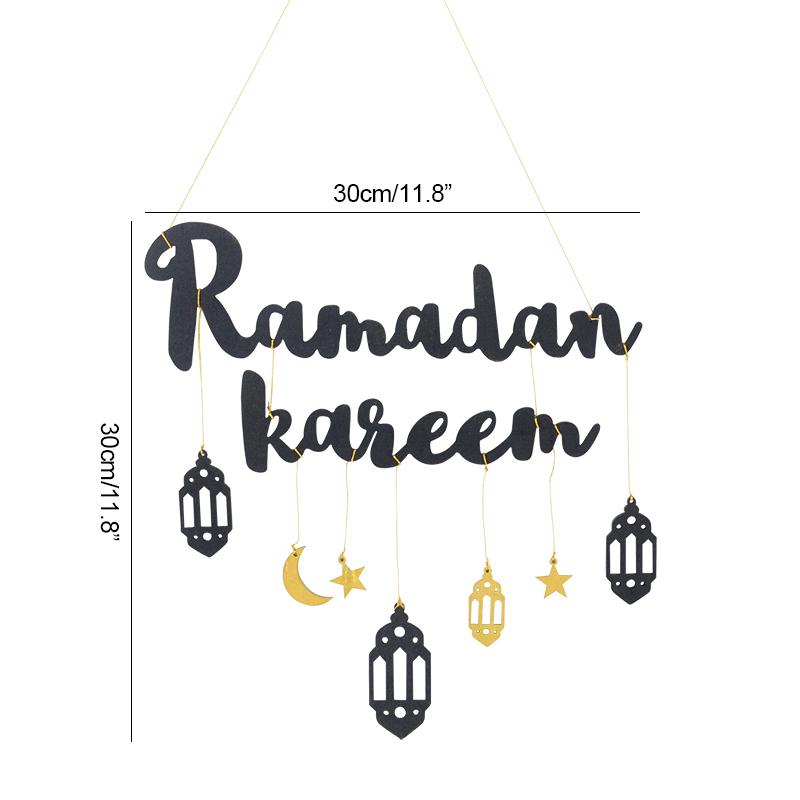 Ид Мубарак Рамадан Карим Декор Луна Звезда Подвесной кулон Деревянный орнамент Ремесло DIY Мусульманская исламская вечеринка Украшение для дома