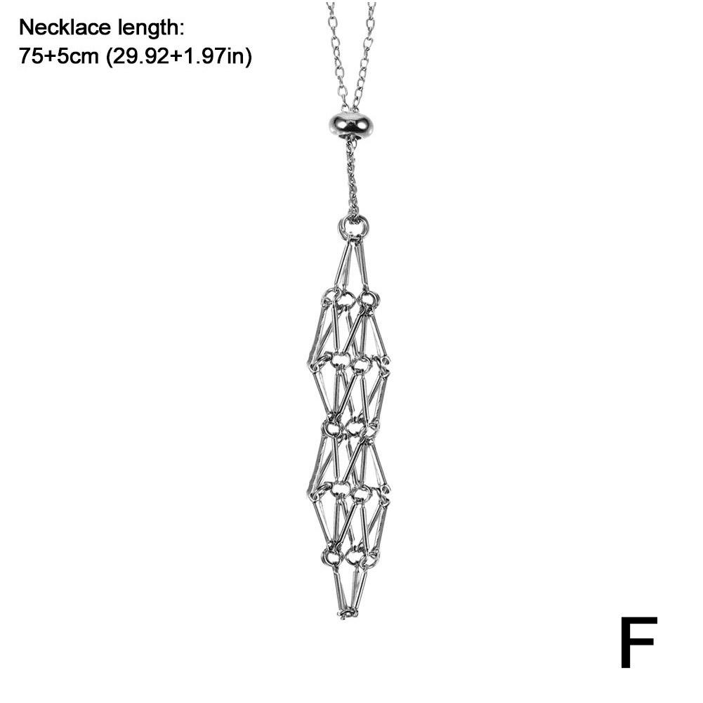 Чистое металлическое ожерелье, держатель для кристаллов, ожерелье в виде клетки, мужской держатель в стиле панк для камней Pa K1T2