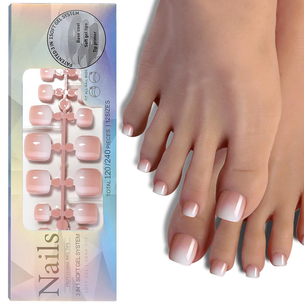 Nails French Toenails for Foot Nails Finished Wear Nails and Nails Matte Toenail Patches