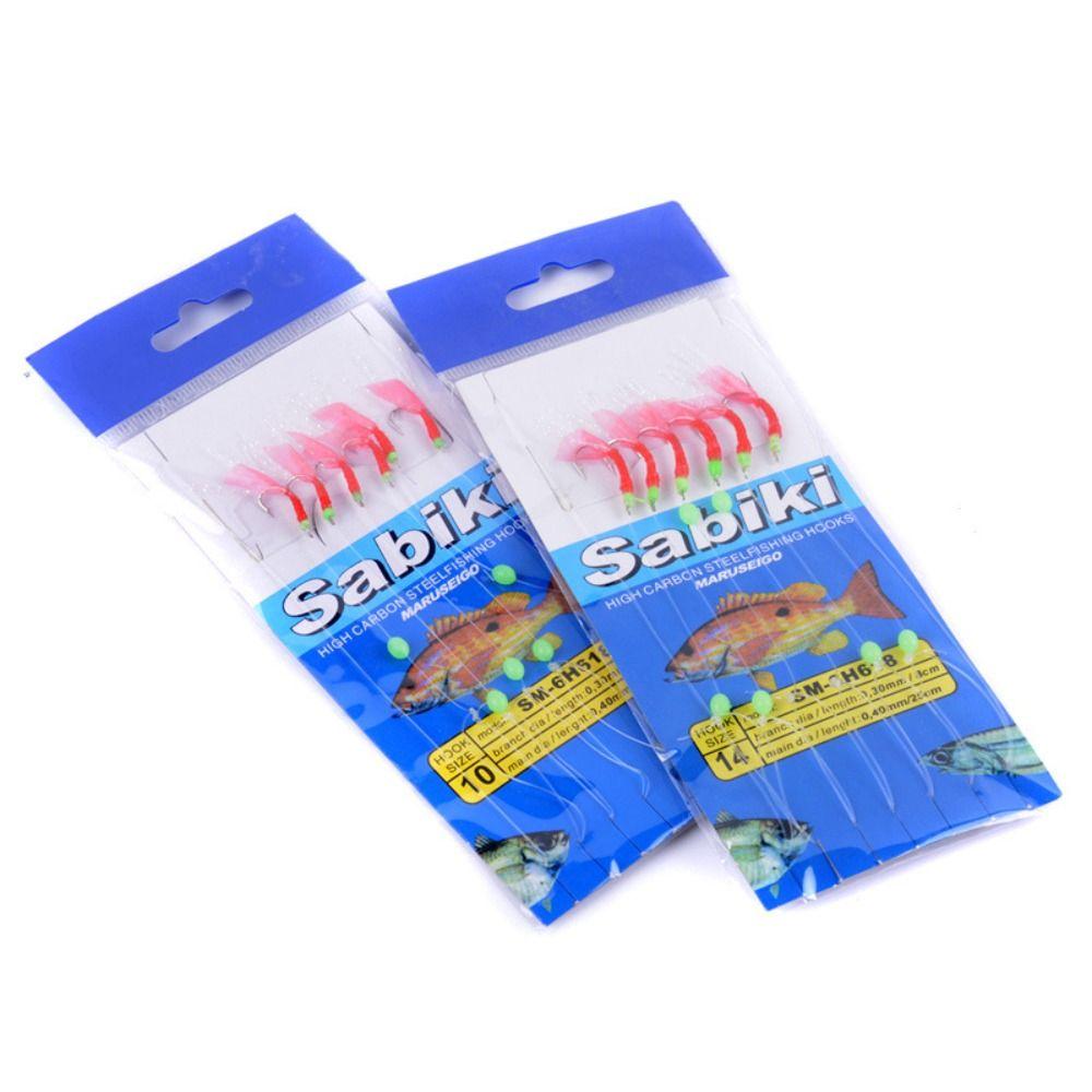 6 шт. светящиеся бобы сабики, крючок, резиновая приманка, снасти для морской/пресноводной рыбалки