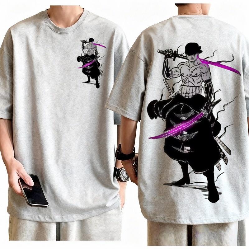 Мужская футболка Roronoa Zoro Purple Blade, 100% хлопок, графический крой, короткий рукав, повседневная.