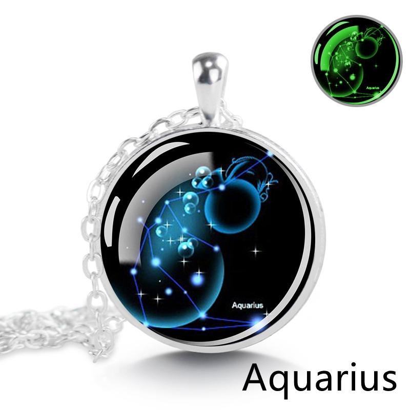 Светящееся в темноте ожерелье созвездия 12 знаков зодиака Рыбы Овен Телец Близнецы Рак Лев стеклянный кулон ожерелье
