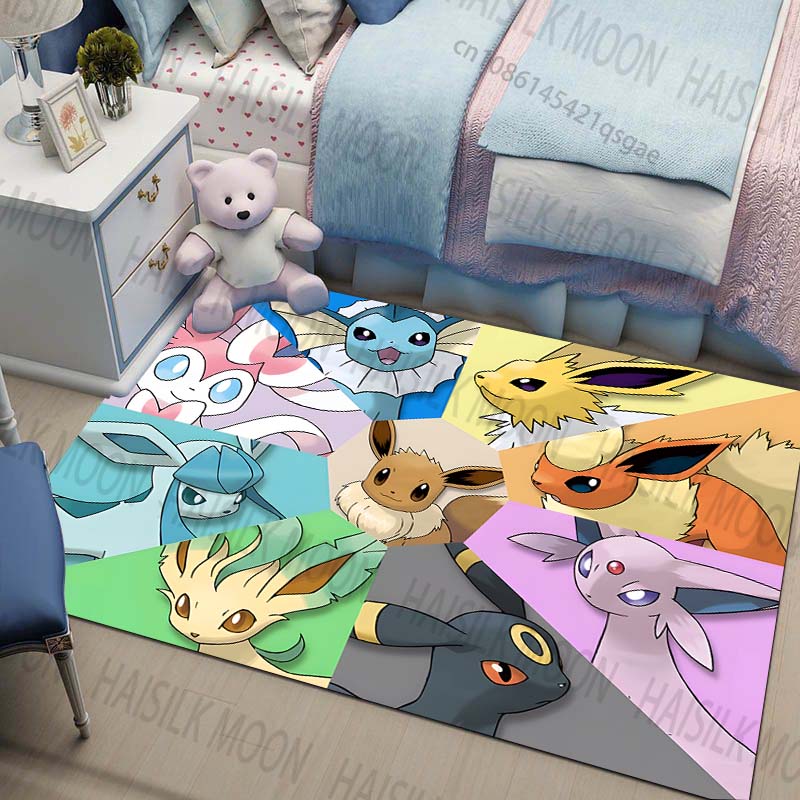 Multi-Sizes Pokemon All Eeveelutions Pattern Carpets for Living Rooms Play Mats Rugged Bedroom Decor Crawl Mats Luxury Gifts