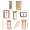 Dollhouse Furniture DIY Double Window Glass Plate Doll House Window Wooden Frame Doll Furniture