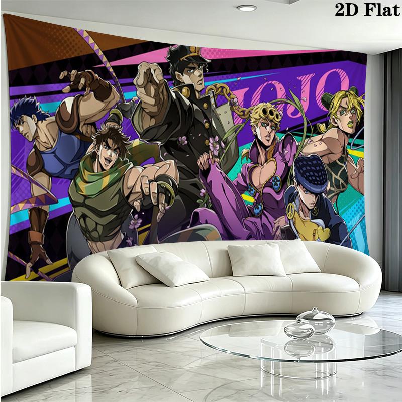 Anime JJBA Wall Tapestry Aesthetic Wall Hanging Printed Fabric Blanket Decorative Tapestries for Bedroom Living Room Home Decor