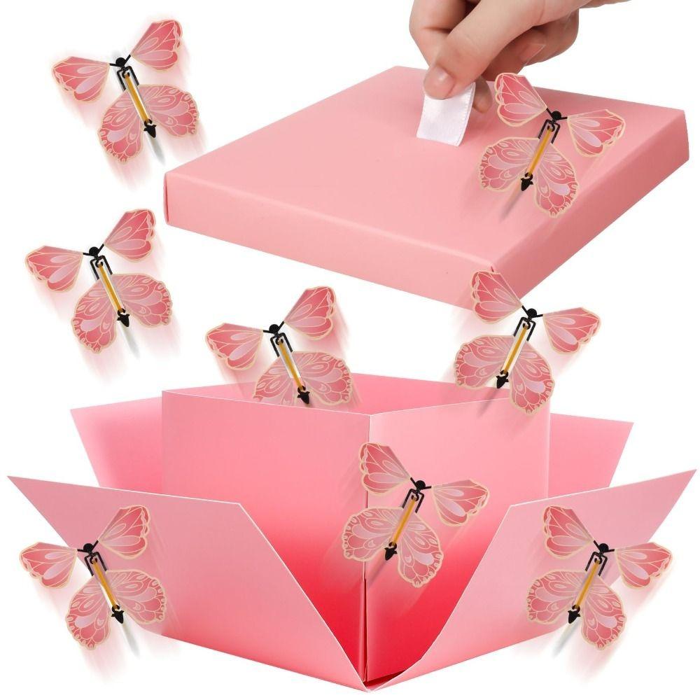High Quality Anniversary Surprise Flying Butterfly Box Happy Birthday Pop Up Explosion Creative Bounce Box Party Decorations