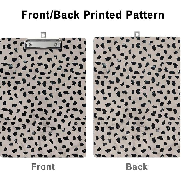 Cute Clipboard Leopard Wood Design Decorative A4 Letter Size Clip Boards for Classroom Office, Standard Size 9" x 12.5" with Low Profile Metal Clip -