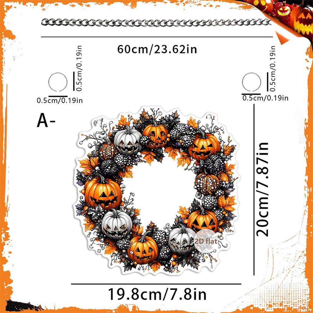 Halloween Pumpkin 2D Acrylic Pendant Decoration,Horror Sturdy Hanging Ornament for Front