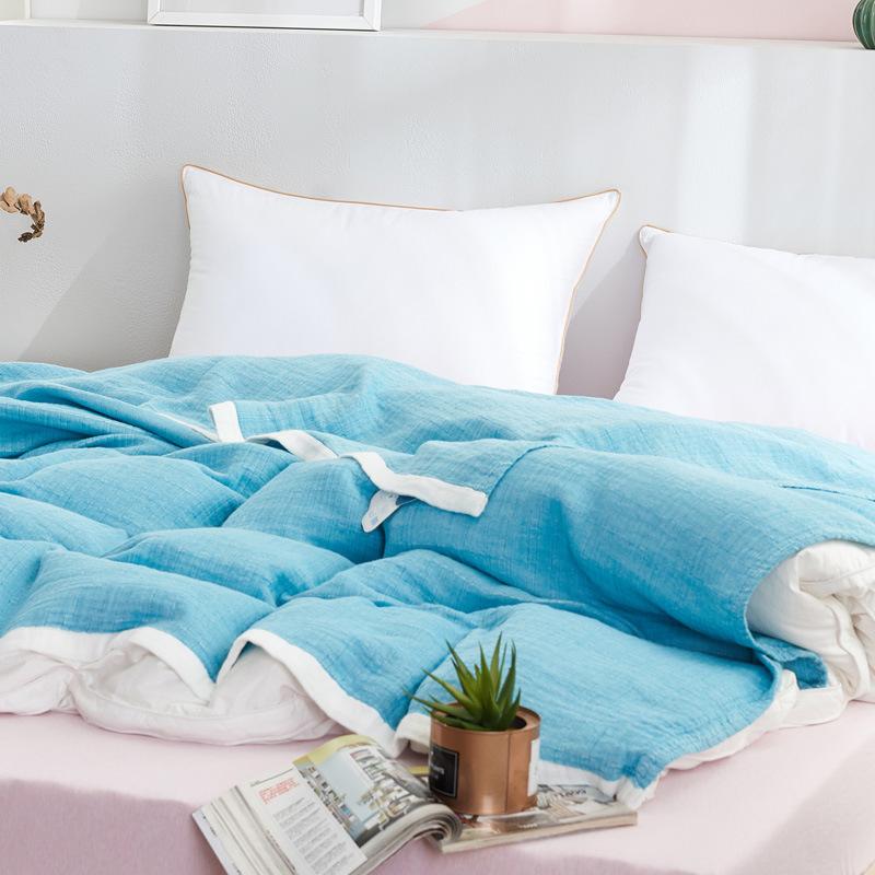 Colorful Muslin Gauze Blanket Solid Washing Cotton Wrinkle Summer Double Bed Cover Quilts Decorate Bedspread On The Beds 200*230