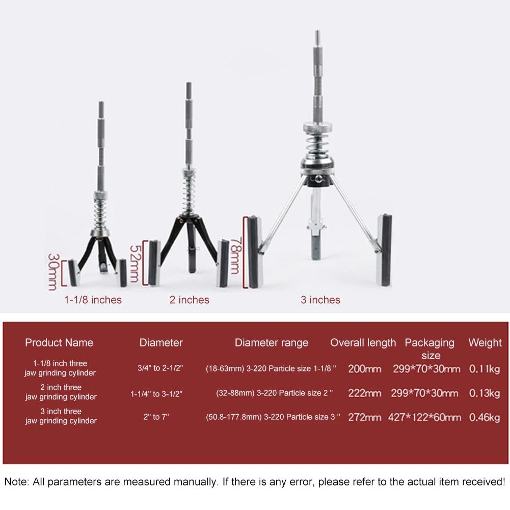Трехкулачковый шлифовальный инструмент для цилиндров, шлифовальная головка для внутреннего диаметра, стальной инструмент для хонингования отверстий цилиндров двигателя автомобиля, гибкий вал, хонингование 51-177 мм