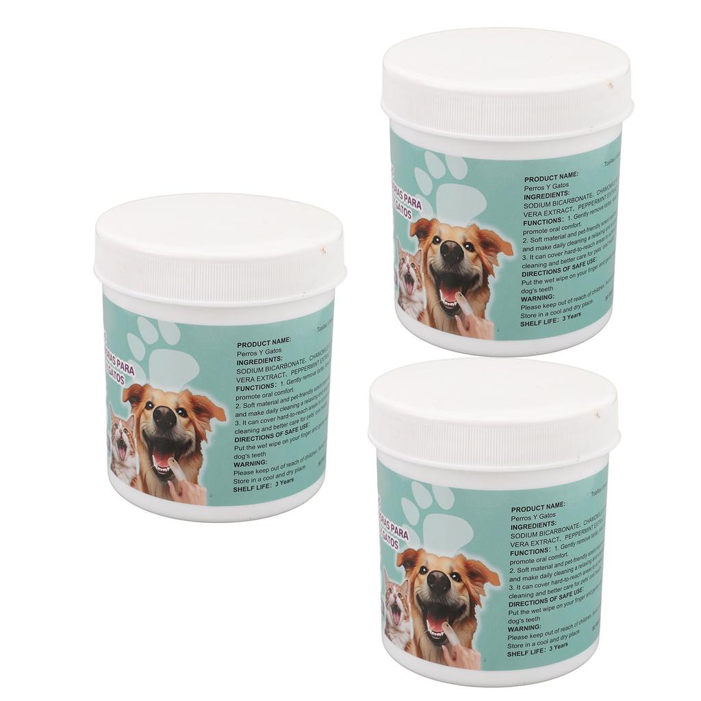 3 бутылки 50 шт. Салфетки для чистки зубов у собак, салфетки для чистки зубов у кошек, удаление зубного камня и кариеса у домашних животных