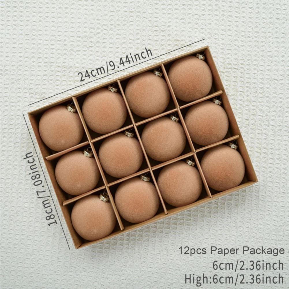 Набор из 12 шт. Рождественских шаров 2,36 дюйма Вельветовые рождественские шары с подвесным кольцом Украшения для елки для домашнего декора Рождественская вечеринка