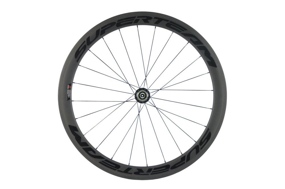 Windbrake Bike SUPERTEAM 50mm Clincher Wheel Set 700c 23mm Road Bike Carbon Wheel (Black)