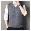 Осень Зима Новый Мужской Пуловер V-образный вырез Свободный Жилет Свитер Внутренняя одежда Универсальный Теплый Приталенный Вязаный Жилет Верхняя одежда