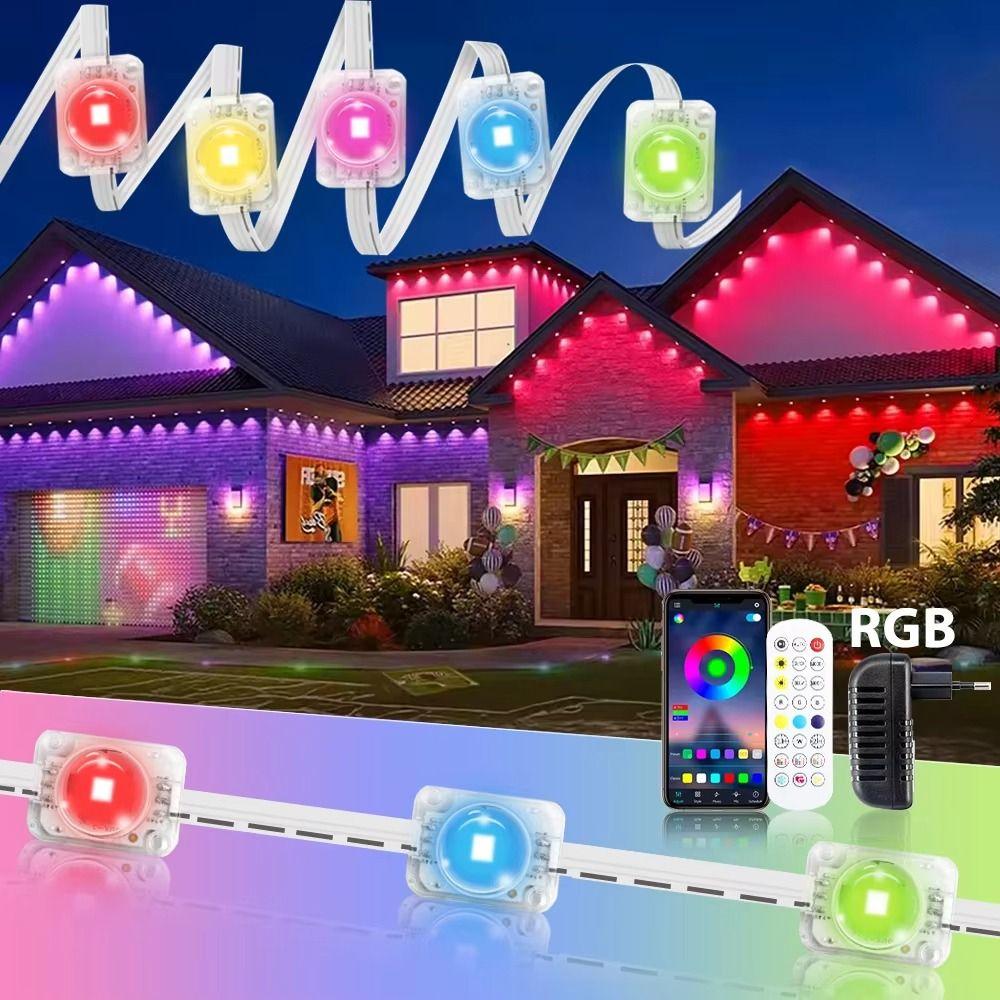 Водонепроницаемые RGB-гирлянды для внутреннего использования, умные гирлянды IP67, управление через приложение, Bluetooth, уличные гирлянды, декор для вечеринок