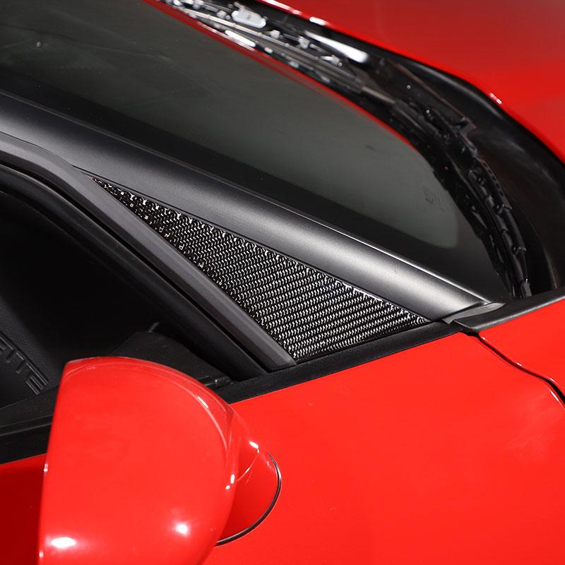 For Chevrolet Corvette C6 2005-2013 Soft Carbon Fiber Car A-pillar Triangular Cover Trim Sticker Car