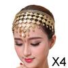 4x Модная повязка на голову для танца живота, кисточки на лоб с колокольчиками и костюмное украшение на голову, резинка для волос