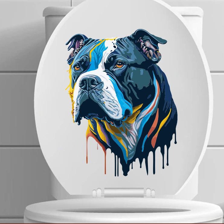 Cute Animal Wall Decals Creative Dog and Cat Cartoon Stickers for Waterproof Bathroom Toilet Seat
