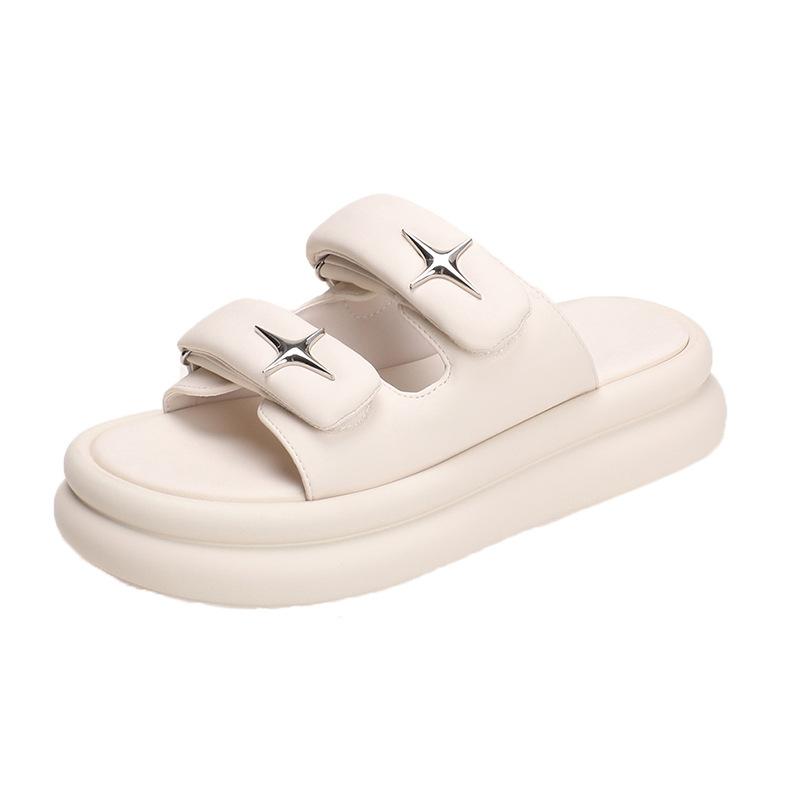 Модные тапочки для женщин 2025 Лето Новая мода Новый дизайнер Платформа Тапочки Женские Однотонные Модные Повседневные Шлепанцы Женские