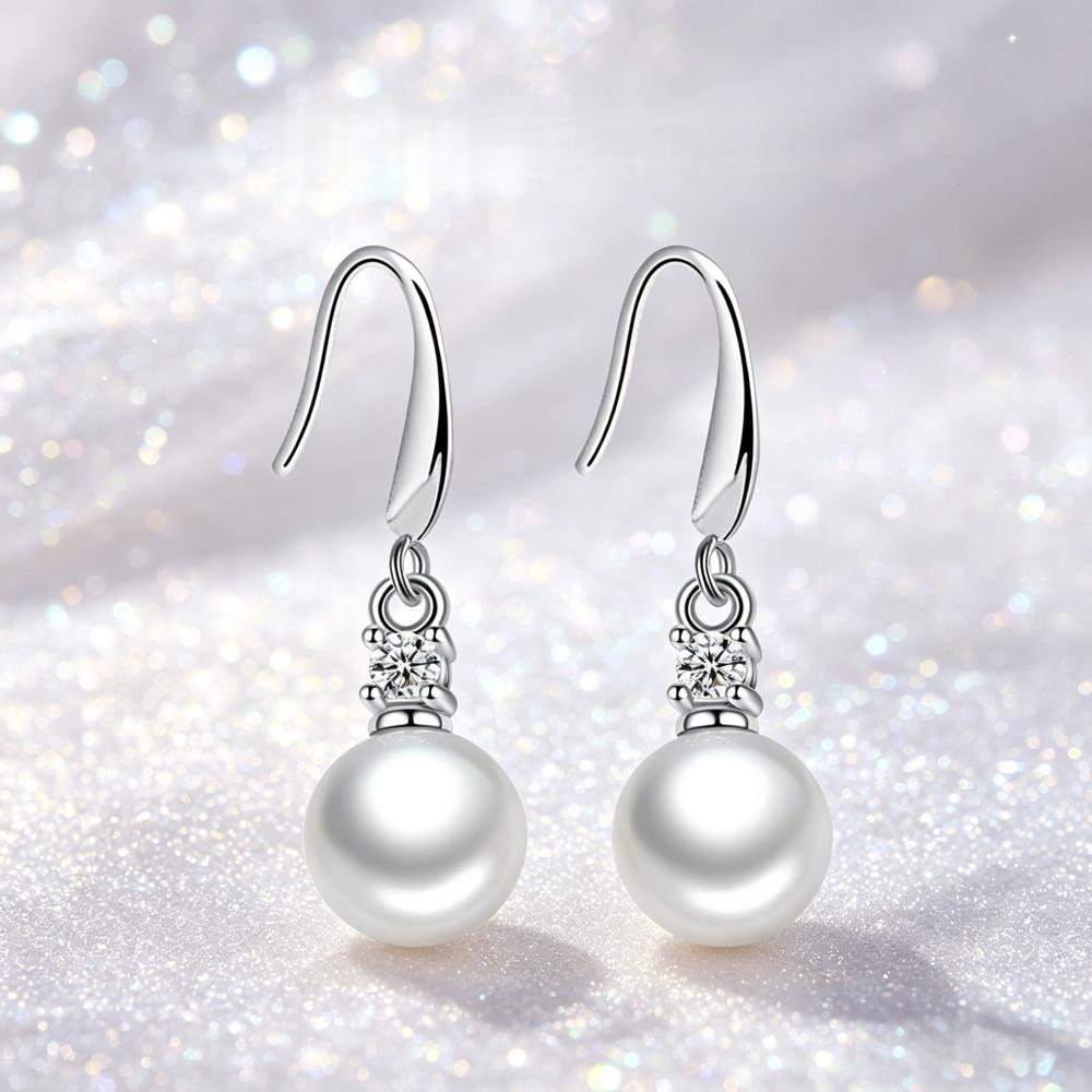 925 Sterling Silver Versatile Temperament Zircon Pearl Silver Earrings Birthday Party Anniversary Gift Daily Wear