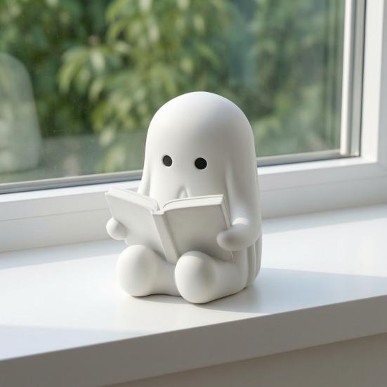 Фигурка Yousheng Ghost Reading Book, Милая мини-статуэтка призрака, сидящего, 3D-печать, для Хэллоуина, книжной полки, стола, интерьера дома