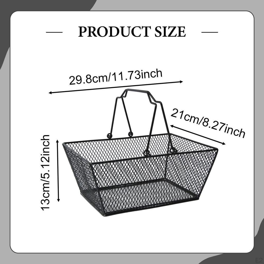 Корзина для покупок с ручками Металлическая проволока Износостойкая Портативное хранение для