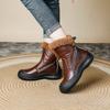 Women Winter Fashion Warm Plush Genuine Leather Women's Boots With Anti Slip Soft Sole Comfortable Side Zipper Short Boots