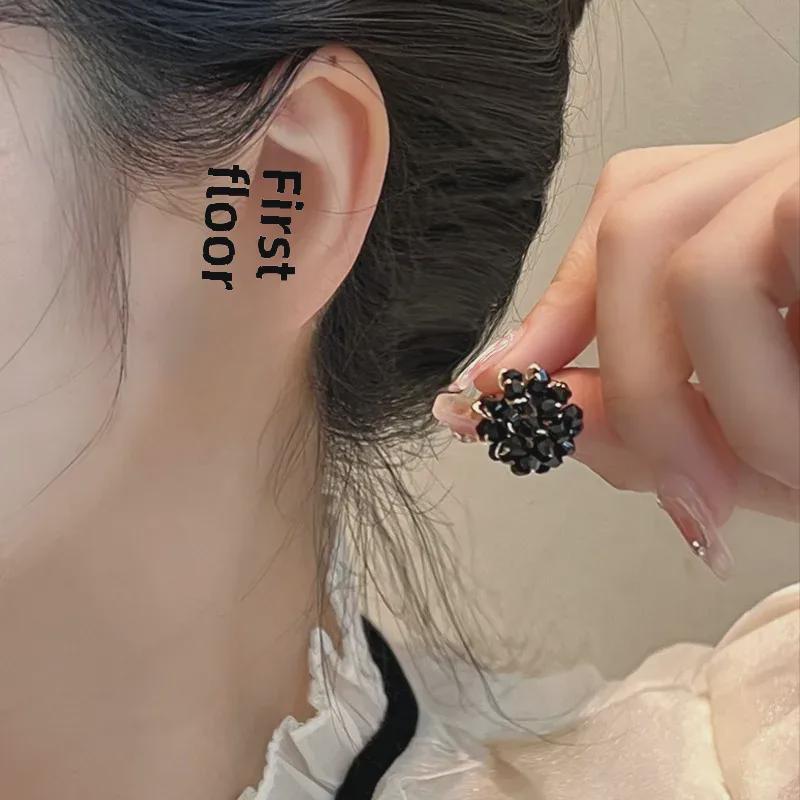 2023 Серьги-бусины из обсидианового кристалла ручной работы для женщин