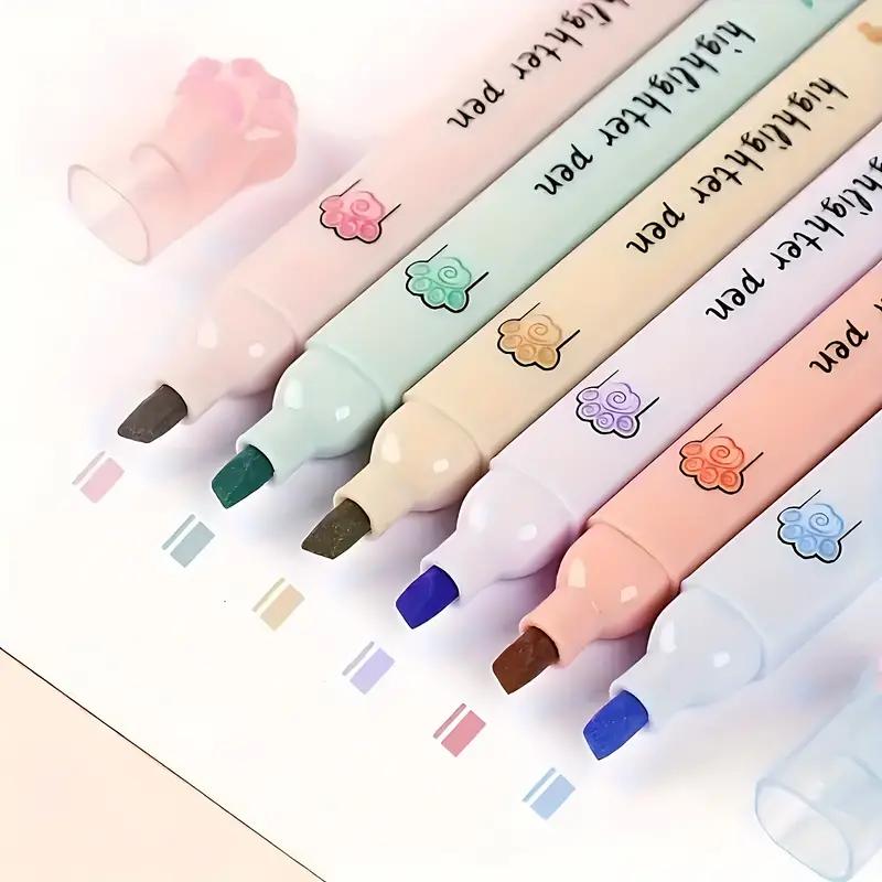 Набор из 6 хайлайтеров в виде кошачьих лапок – Флуоресцентные маркеры для заметок, ведения дневника и использования в офисе – Пастельные цвета