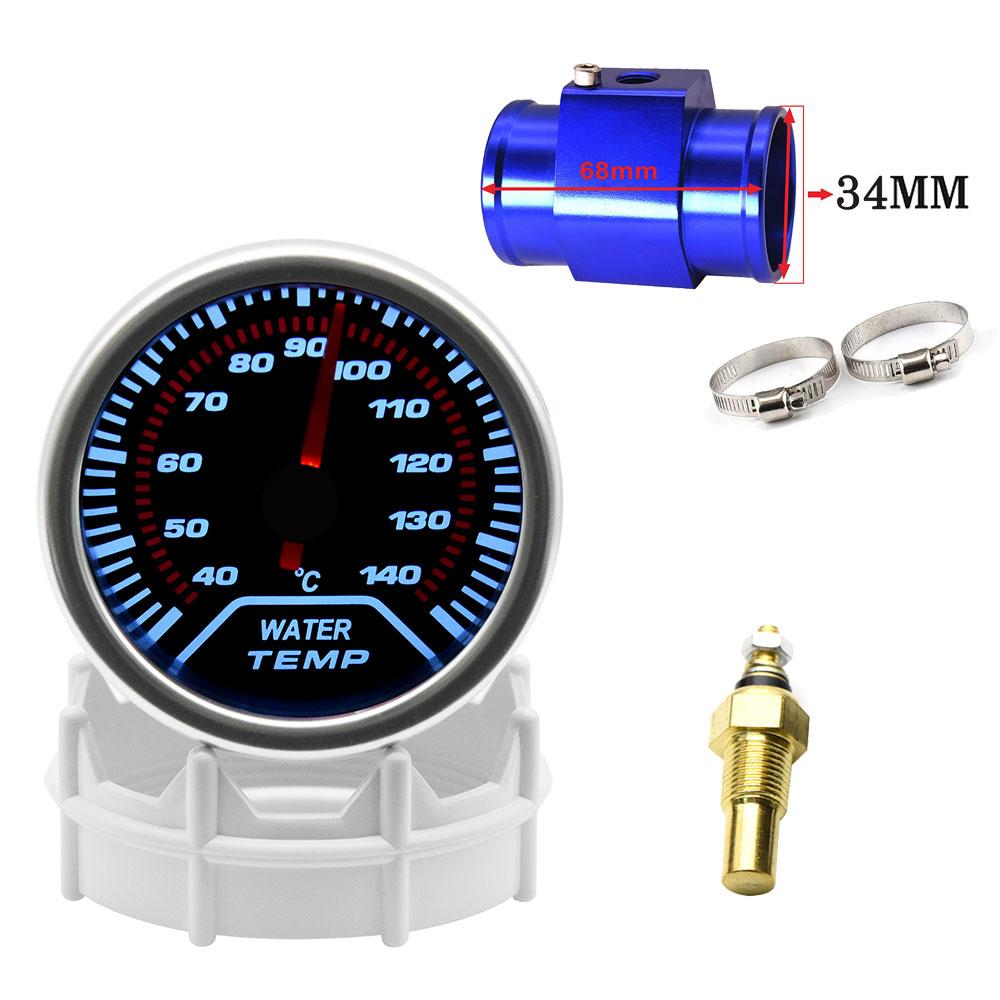 2" 52mm Universal Water Temp Gauge With Temperature sensor 40-140Celsius Car Temperature Meter Water Temp Joint Pipe Adapter 12V