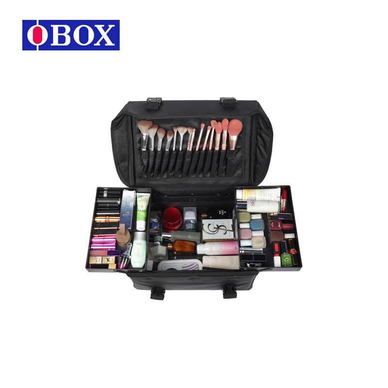 Qihui Large Capacity Double Layer Makeup Travel Case - Mobile Beauty Artist Trolley Box
