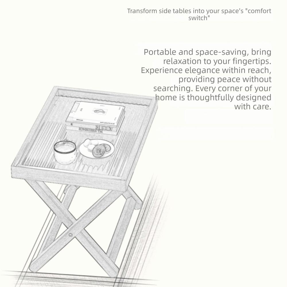 Quick Setup Wooden Small Table Sturdy Base Folding Sofa Table Home Living Room