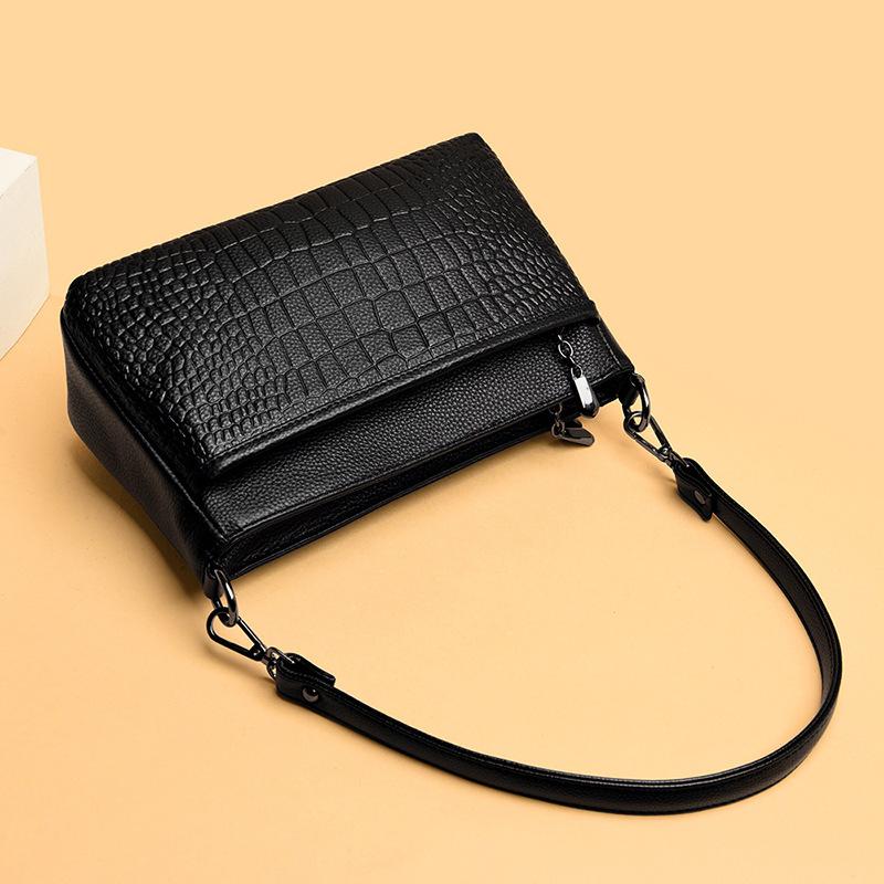 Genuine Leather Bag Women Luxury Soft Leather Women Shoulder Bag Retro Stone Pattern Large Capacity Crossbody Bag Women