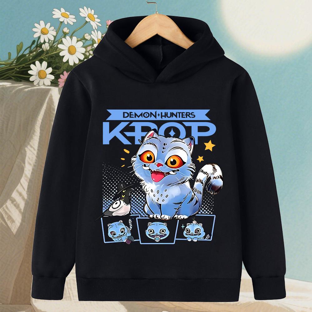 K-pop Охотник на демонов Руми Дерпи Мультяшные Девочки Мальчик Толстовка с капюшоном Теплая Детская Волна Мода Повседневные Топы Повседневная Одежда для Девочек