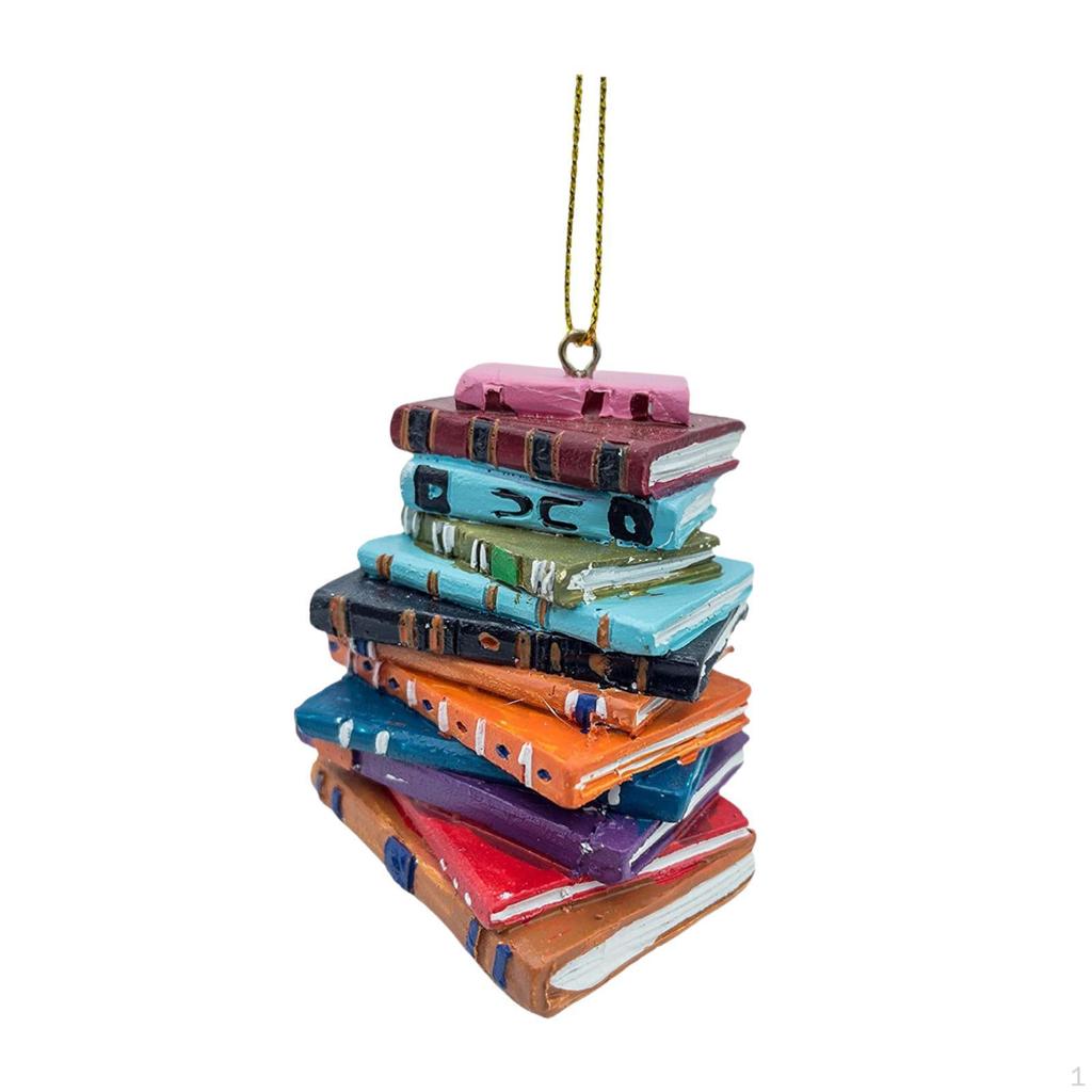 Stack of Books Christmas Ornament Hanging Book Pendant Holiday Festival Cute Tree
