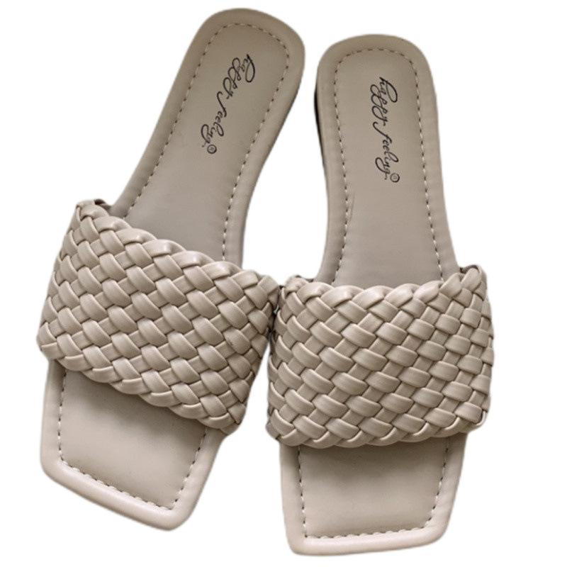 Нишевый дизайн крутые тапочки детские носят новый темперамент плоская подошва плетеные пляжные тапочки летом