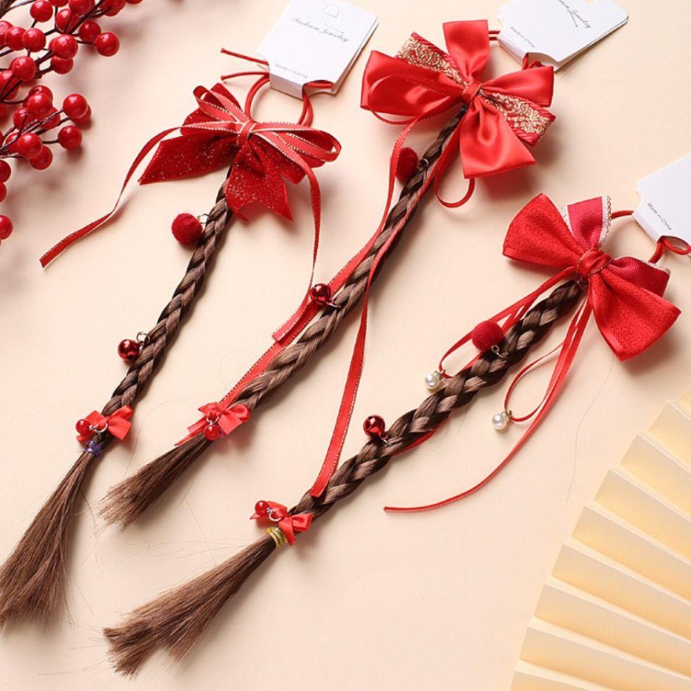 Tassel Hanfu Red Hairpin Bow New Year Headwear Hair Accessories Children Braided Ponytail