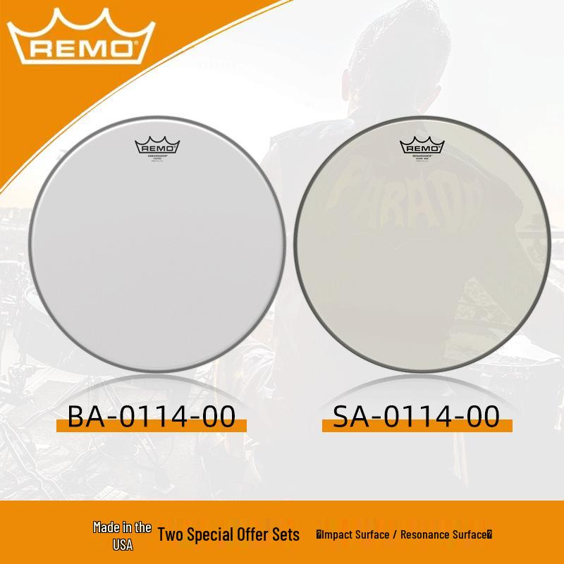 Allied Parts 14" REMO Пескоструйная Шведская Барабанная Установка, Черно-Белый Однослойный Резонансный Пластик для Барабана