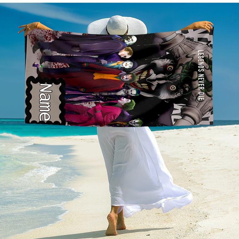 Personalized customized proof beach towel with Joker pattern - soft, absorbent,quick-drying,perfect swimming,camping&bathing